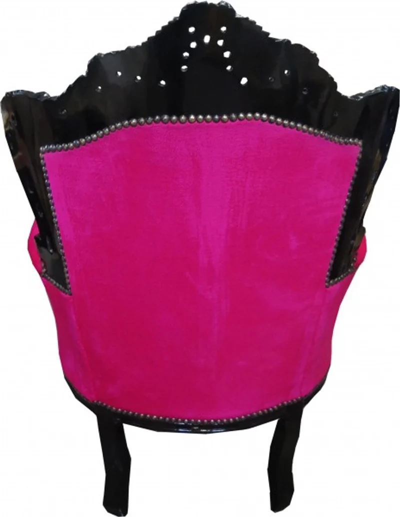 Casa Padrino Barock Sessel King Pink / Schwarz mit Bling Bling Glitzersteinen, 120 x 85 x 85 cm
