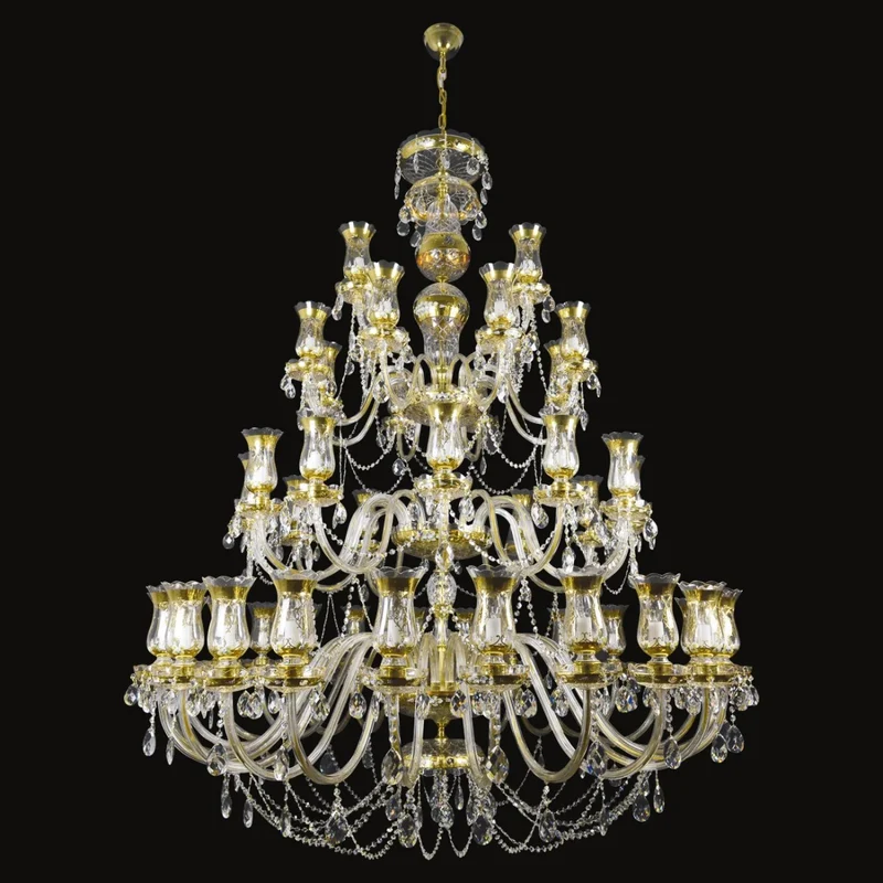 Casa Padrino Luxus Barock Kristall Kronleuchter Gold Ø 165 x H. 205 cm - Prunkvolle Messing Kronleuchter mit böhmischem Kristallglas - Barock Möbel - Edel & Prunkvoll