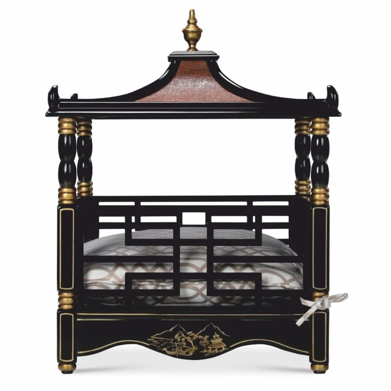 Casa Padrino Luxus Barock Hundebett im orientalischen Stil Schwarz / Gold