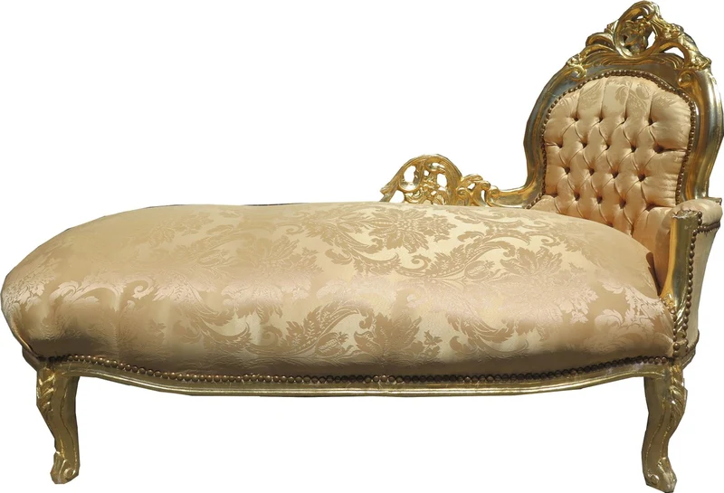 Casa Padrino Barock Chaiselongue Gold Muster / Gold Mod2 - Barock Möbel