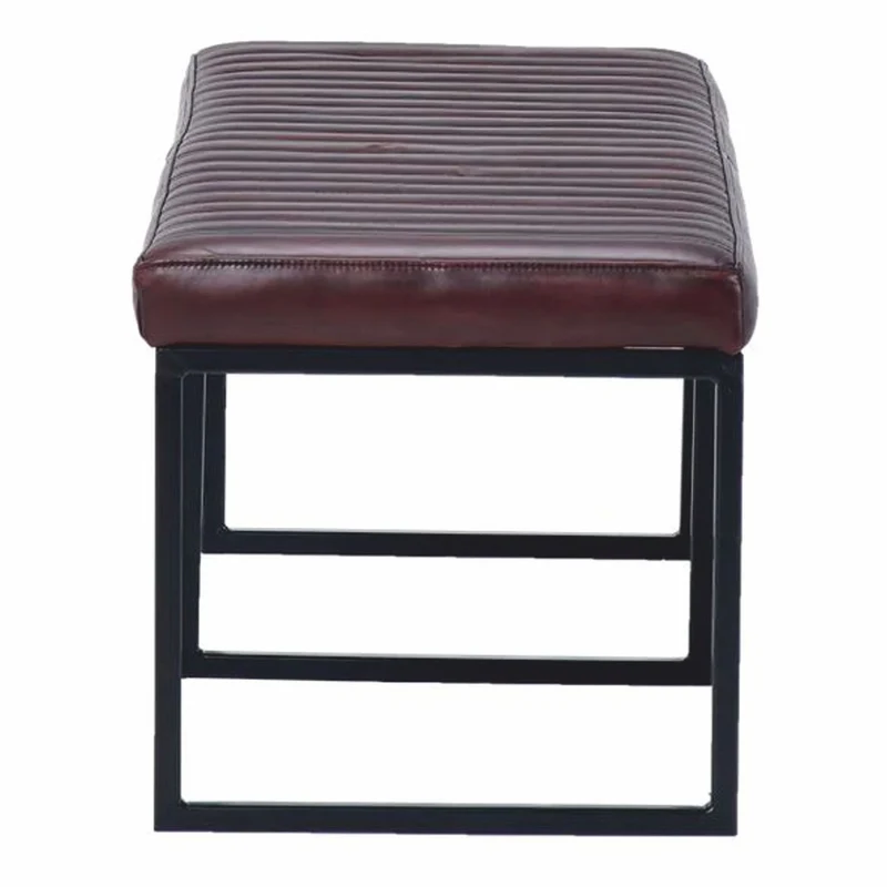 Casa Padrino Luxus Echtleder Sitzbank Dunkelbraun / Schwarz 180 cm - Echtleder Möbel