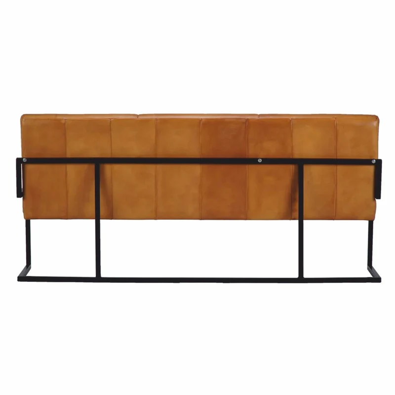 Casa Padrino Luxus Echtleder Sitzbank Hellbraun / Schwarz 160 cm - Echtleder Möbel