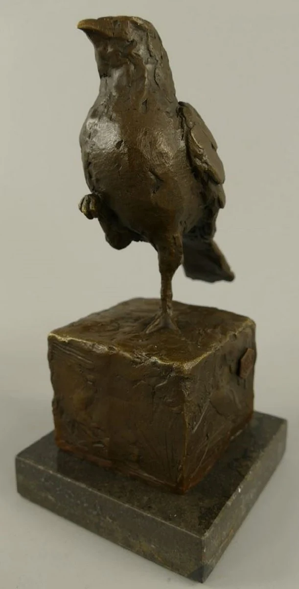 Casa Padrino Dekofigur Vogel Bronze / Schwarz 10 x 13 x H. 20 cm - Bronze Figur - Deko Skulptur - Wohnzimmer Deko - Schreibtisch Deko