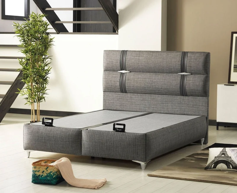 Casa Padrino Luxus Doppelbett Grau - Modernes Massivholz Bett - Moderne Schlafzimmer & Hotel Möbel - Luxus Kollektion