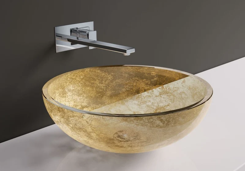 Casa Padrino Luxus Kristallglas Waschbecken Schale Gold Ø 44 cm - Made in Italy