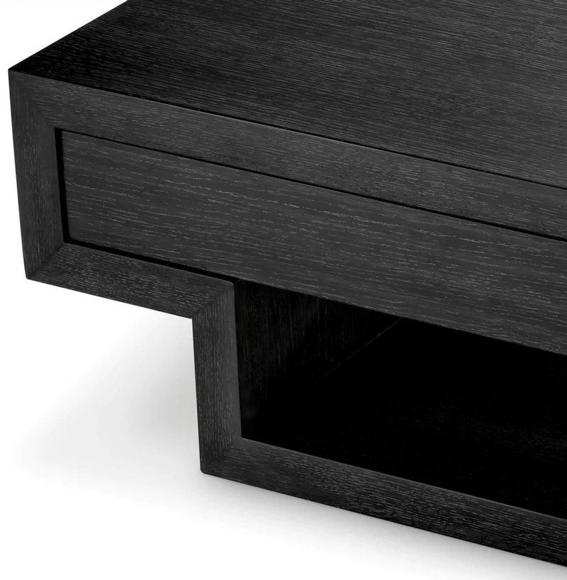 Casa Padrino Luxus Couchtisch mit 4 Schubladen Schwarzgrau 140 cm