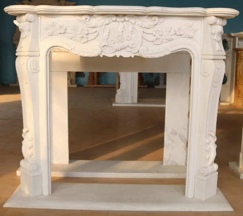 Casa Padrino Luxus Barock Marmor Kaminumrandung Weiß 153 x H. 113 cm
