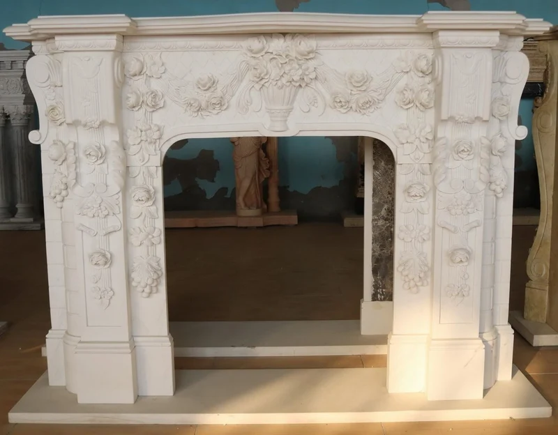 Casa Padrino Luxus Barock Marmor Kaminumrandung Weiß 190 x H. 142 cm