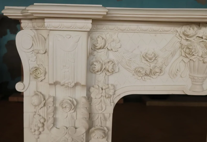 Casa Padrino Luxus Barock Marmor Kaminumrandung Weiß 190 x H. 142 cm