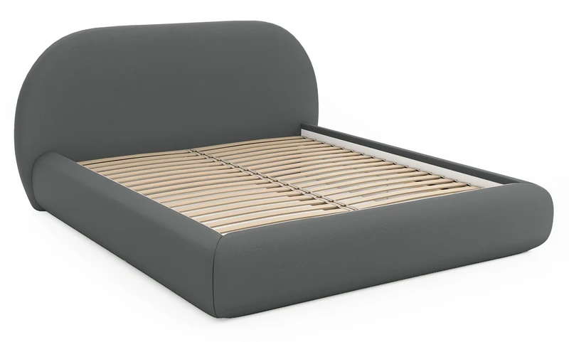 Gepolstertes Bett 160x200 cm Buvio, grauer Chenille-Stoff