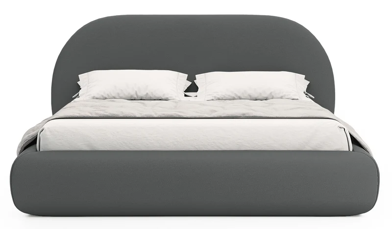 Gepolstertes Bett 160x200 cm Buvio, grauer Chenille-Stoff