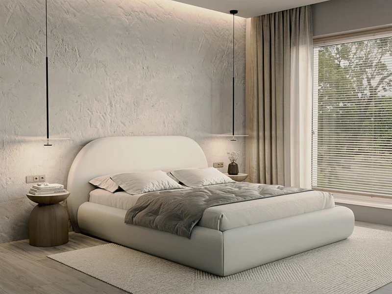 Polsterbett 180x200 cm Buvio creme Chenille
