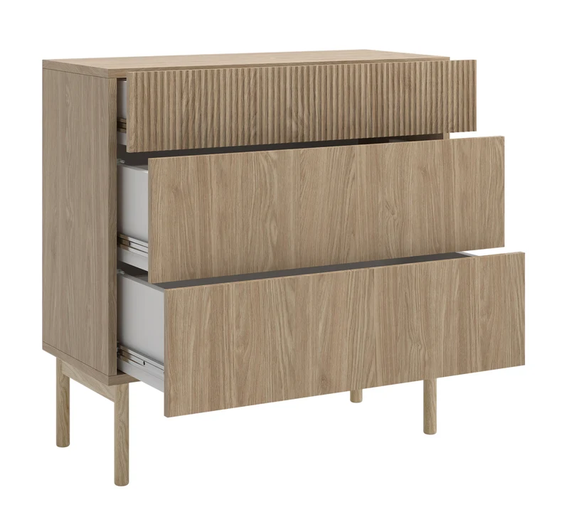 Kommode Nolie mit drei Schubladen 90 cm geölte Eiche