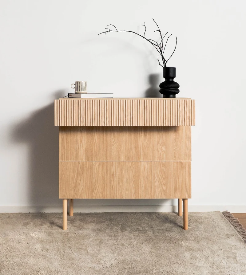 Kommode Nolie mit drei Schubladen 90 cm geölte Eiche