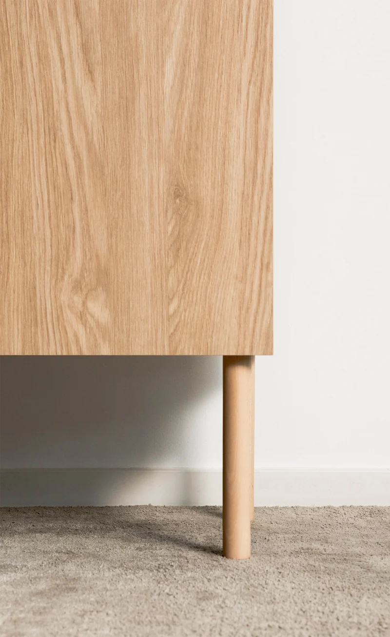 Zweiturige Kommode Nolie mit zwei Schubladen 100 cm geölte Eiche