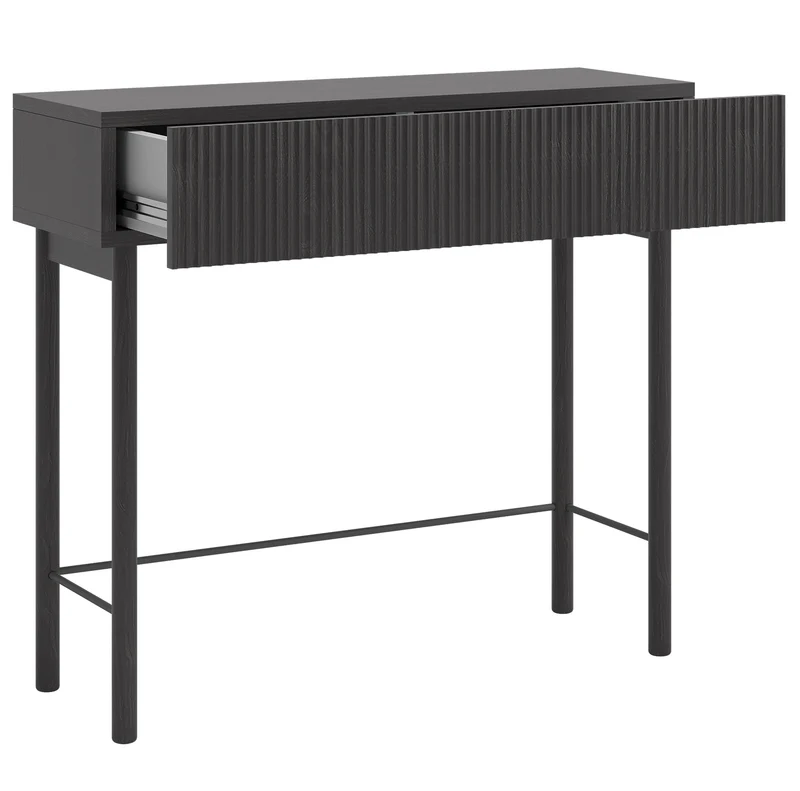 Nolie-Konsole mit Schublade und Füßen 90 cm Portland Esche Schwarz
