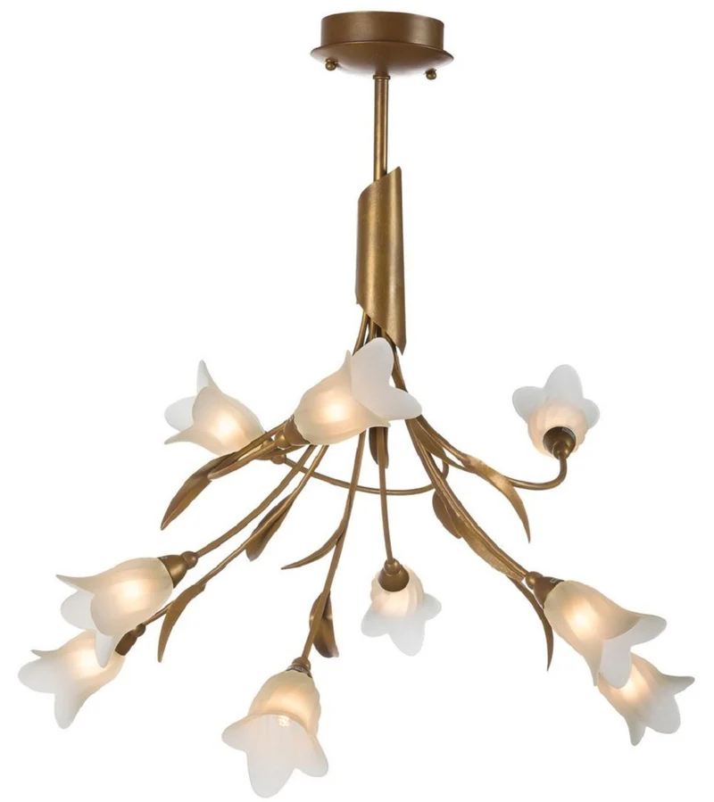 Casa Padrino Luxus Hängeleuchte Messingfarben / Weiß Ø 60 x H. 65 cm - Wohnzimmer Hängelampe