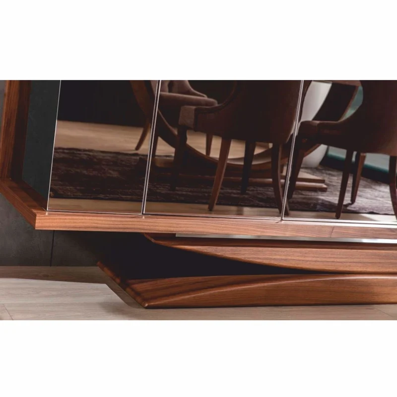 Casa Padrino Luxus Sideboard mit Spiegel Braun - Verspiegelter Massivholz Schrank mit Wandspiegel - Luxus Massivholz Möbel