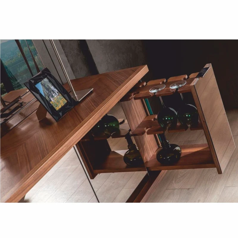 Casa Padrino Luxus Sideboard mit Spiegel Braun - Verspiegelter Massivholz Schrank mit Wandspiegel - Luxus Massivholz Möbel