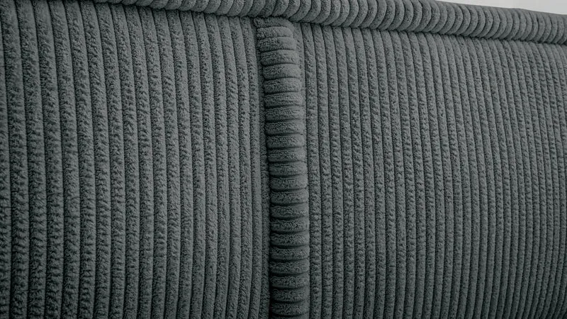 Gepolstertes Bett 160x200 cm Cordo mit Stauraum, Holzlattenrost, grauer Cordstoff