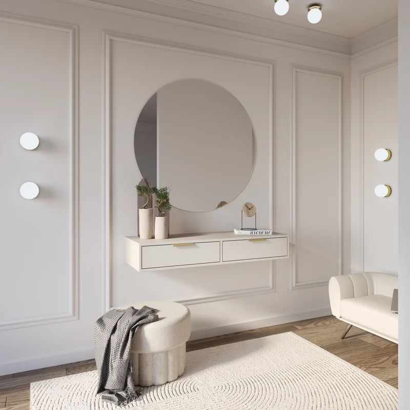 Toilettentisch Vena mit zwei Schubladen, 110 cm, Kaschmir