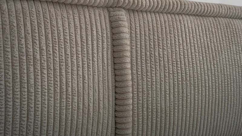 Gepolstertes Bett 160x200 cm Cordo mit Stauraum, Holzlattenrost, beige Cordstoff