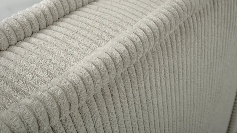 Polsterbett 180x200 cm Cordo mit Stauraum, Holzlattenrost, hellbeige Cordstoff