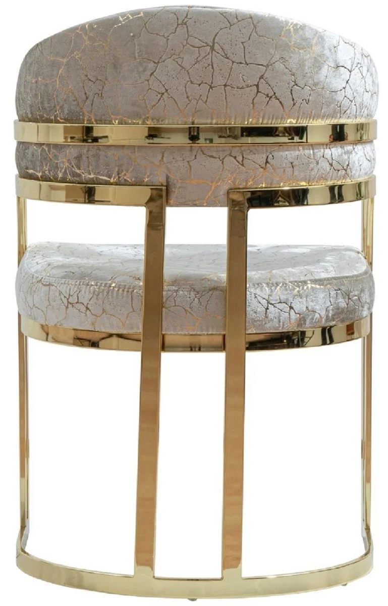 Casa Padrino Luxus Esszimmer Stuhl mit Armlehnen Silber / Gold H. 88 cm