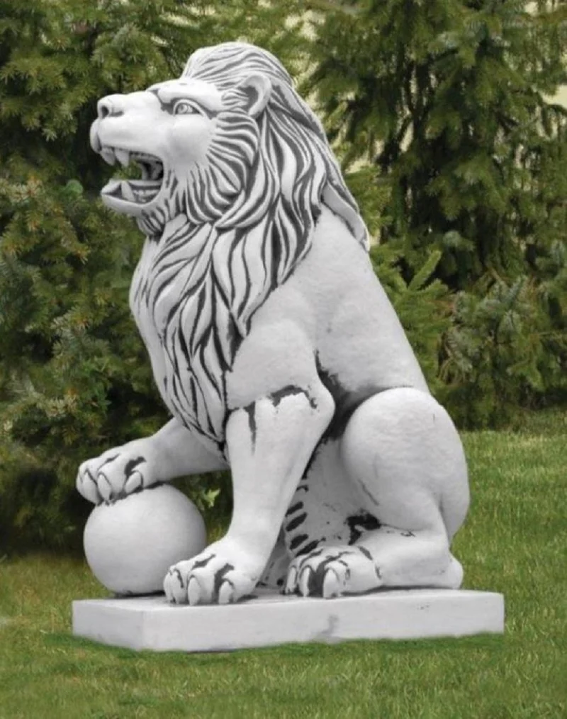 Casa Padrino Barock Garten Deko Skulptur Löwe Grau H. 128 cm - Rechte Seite