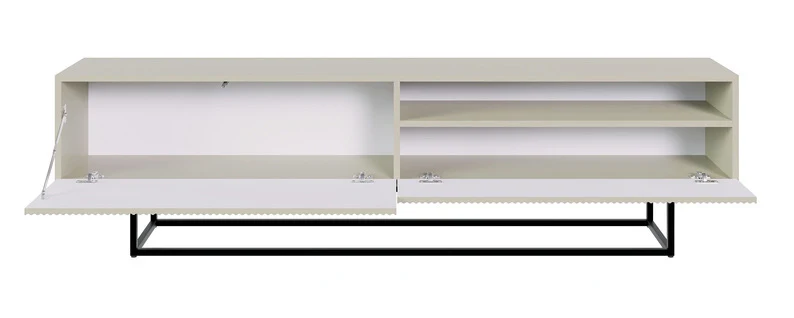 TV-Schrank Veldio mit gefräster Front und Nische, 175 cm, Grau-Beige mit schwarzen Beinen