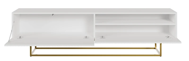 TV-Schrank Veldio mit gefräster Front und Nische, 175 cm, Schwarz mit goldenen Beinen