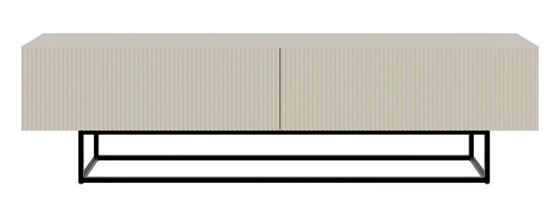 TV-Schrank Veldio mit gefräster Front 175 cm Grau-Beige mit schwarzen Beinen
