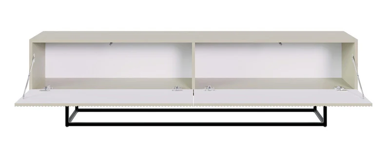 TV-Schrank Veldio mit gefräster Front 175 cm Grau-Beige mit schwarzen Beinen