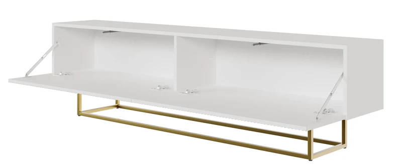 TV-Schrank Veldio mit gefräster Front 175 cm Grau-Beige mit schwarzen Beinen