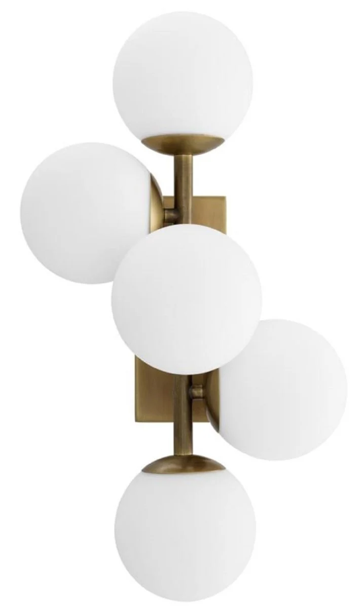 Casa Padrino Luxus Wandleuchte Antik Messingfarben / Weiß 27 x 24 x H. 50 cm - Wohnzimmer Wandlampe