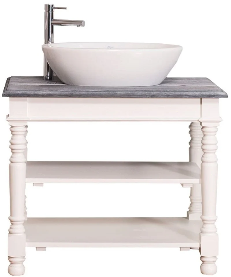 Casa Padrino Landhausstil Waschtisch Weiß / Grau 90 x 54 x H. 74 cm - Badezimmermöbel im Landhausstil