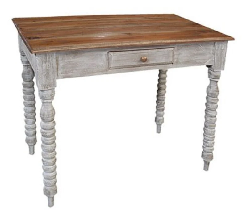 Casa Padrino Landhausstil Shabby Chic Schreibtisch mit Schublade Braun / Antik Weiß 90 x 56 x H. 75 cm - Büromöbel im Landhausstil