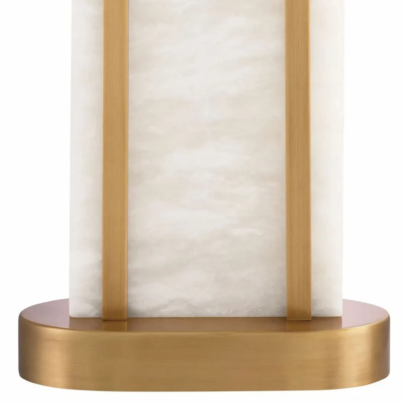 Casa Padrino Luxus Tischleuchte Antik Messing / Alabaster / Weiß H. 67 cm - Luxus Leuchten