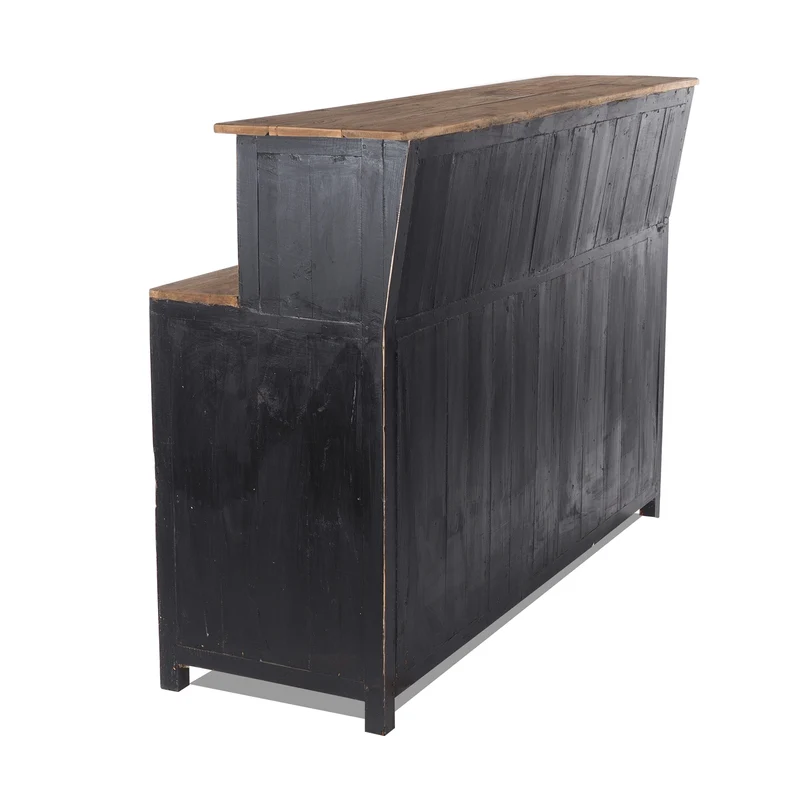 BARSCHRANK "PUREWOOD" | 150x110x55cm (BxHxT), Hausbar, Verkaufstresen | Farbe: 09 voodoo - schwarz