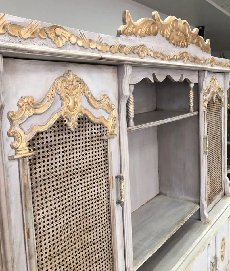 Casa Padrino Luxus Barock Esszimmer Schrank Antik Grau / Antik Gold