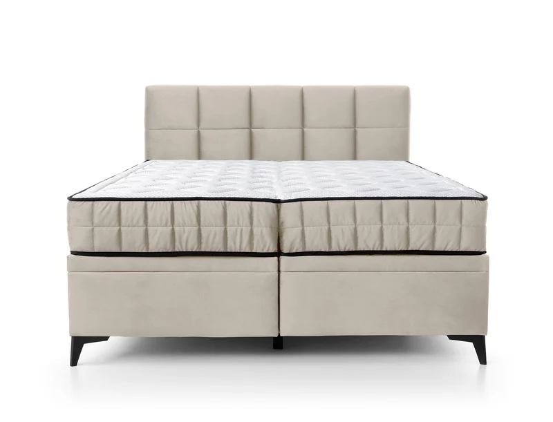 Kontinentalbett 180x200 cm Beriano mit Stauraum und Matratze, hellbeiger Samt