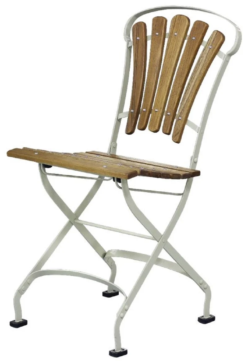 Casa Padrino Luxus Jugendstil Klappstuhl Braun / Cremefarben 42 x 50 x H. 88 cm - Garten & Terrassen Stuhl - Jugendstil Garten & Terrassen Möbel
