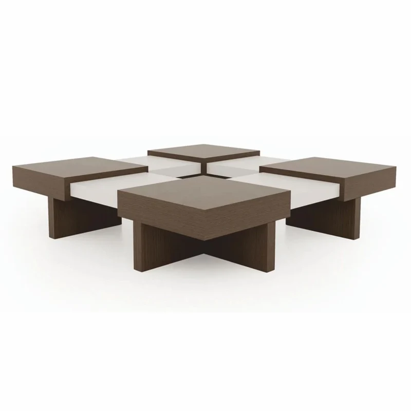 Casa Padrino Luxus Couchtisch Braun / Weiß 100-140 cm - Ausziehbarer Wohnzimmertisch