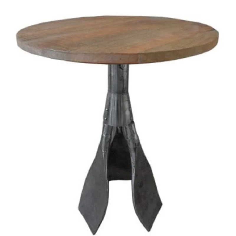 Casa Padrino Designer Beistelltisch Braun / Silber Ø 59 x H. 74 cm - Runder Tisch mit Paddelbeinen