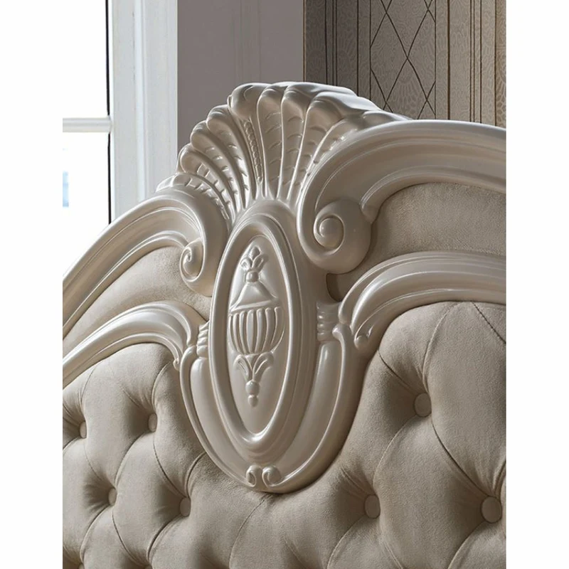 Casa Padrino Luxus Barock Doppelbett Creme - Prunkvolle Barock Schlafzimmer Möbel