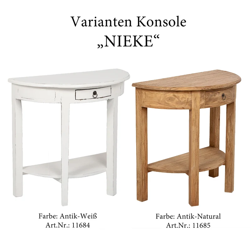 Halbrunde Konsole NIEKE Antik-Natural