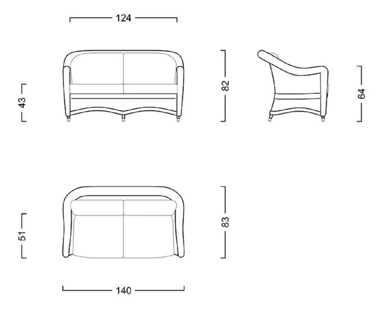 Casa Padrino Luxus 2er Gartensofa mit Kissen Dunkelbraun / Weiß 140 cm