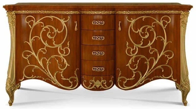 Casa Padrino Luxus Barock Sideboard Braun / Gold 227 cm - Made in Italy