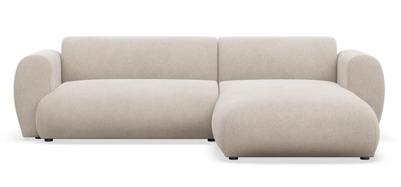 Ecksofa mit Schlaffunktion Emia, L-Form, rechtsseitig, beige Chenille