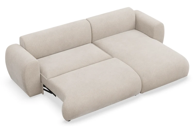 Ecksofa mit Schlaffunktion Emia, L-Form, rechtsseitig, beige Chenille